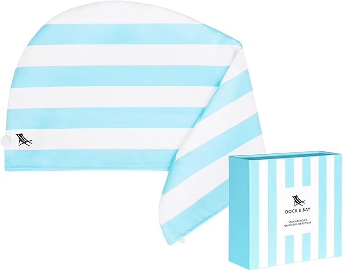 Dock & Bay Turban Hair Towel - for Home & the Beach - Super Absorbent, Quick Dry - Tulum Blue, One Size