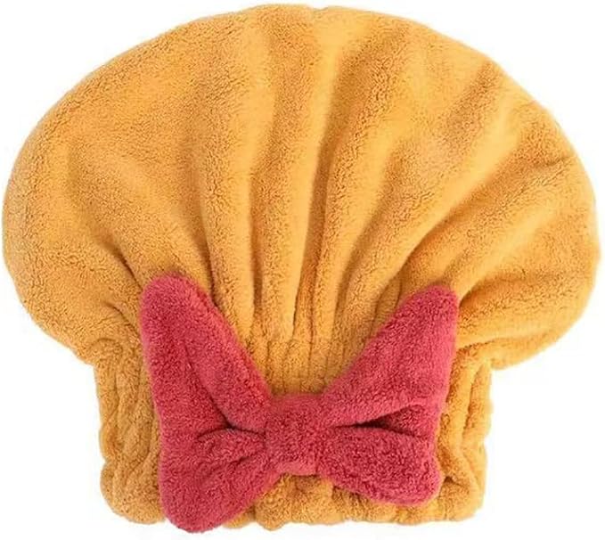 4 Pcs Hair Turban Wraps Super Absorbent Hair Towel Wraps Cute Microfiber Hair Drying Towel Caps with Bow Knot for Women Girls
