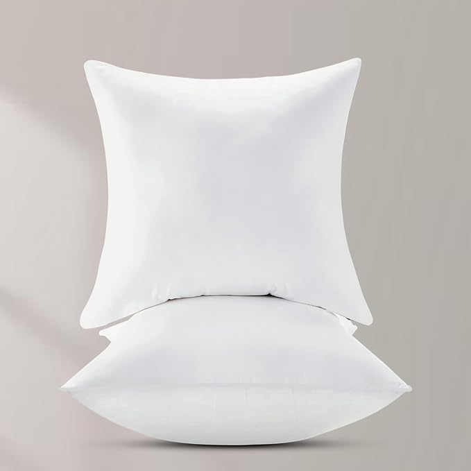 Premium Organic Cotton Pillow Insert Set of 2, 100% White Duck Feather Filling, Down Proof, Organic Cotton Indoor Throw Pillows Insert for Couch, Sofa, Bed (24X24)