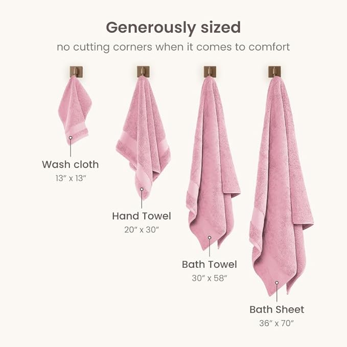 BIOWEAVES 100% Organic Cotton 700 GSM Plush Premium Washcloths 13" x 13" GOTS Certified, Face Towels Perfect for Home & Bathroom - Dusty Pink, Pack of 12