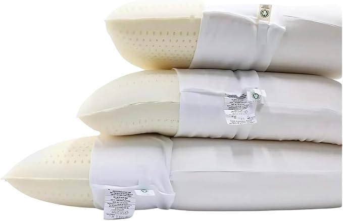ORGANIC TEXTILES 100% Talalay Latex Bed Pillow with GOTS Certified Organic Cotton Cover (King Size - Firm) - Pack of 2