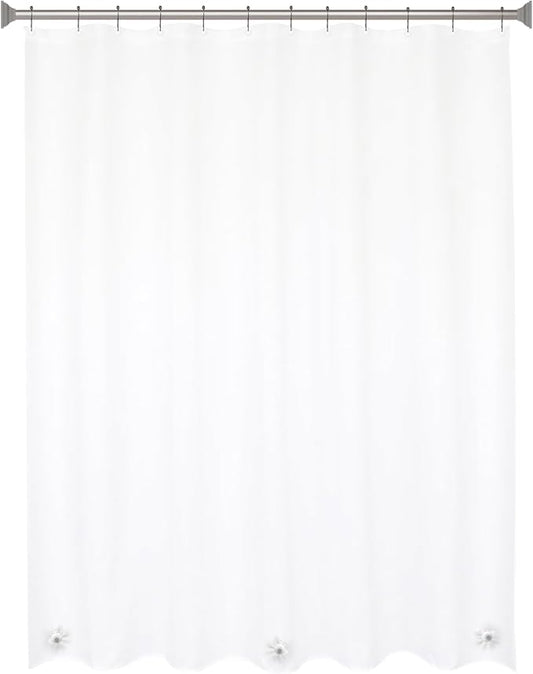 Kenney KN61708 Medium Weight 5 Gauge Waterproof PEVA Shower Curtain Liner with Durable Eyelet Hang Holes, Weighted Magnetic Hem, and 12 Piece Beaded Roller Ring Set for Bathroom, 70" W x 72" H, Clear