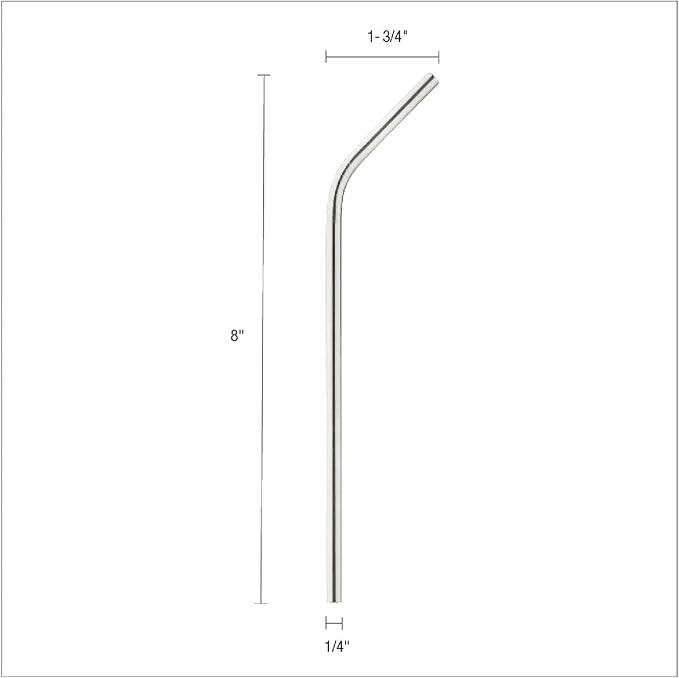 HIC Kitchen Reusable Drinking Straws, 18/8 Stainless Steel, Set of 4 Straws and 1 Cleaning Brush
