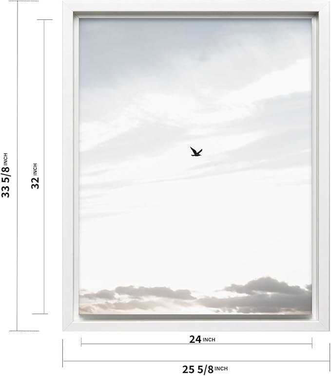 Monem Art Minimalist Bird in Sky Photography Print - Moody Nordic Landscape Art Poster - Wall Decor for Living Room, Bedroom or Office - 24x32 White Framed CANVAS Wall Art by Mareike Bohmer