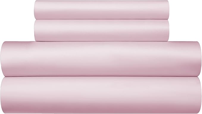 Blush Pink Cotton Duvet Cover Set Twin 100% Long-Staple Cotton Sateen Bedding Set, Soft Breathable Smooth Organic Pure Cotton Plain Comforter Cover, Luxury Minimalist Bedroom Decor for All Season