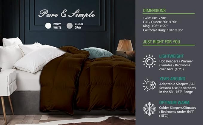 Eco Friendly Super Soft 120x98 Oversized King Down Alternative Comforter, Brown Box Pleated Thick 1000-TC Duvet Insert with 100% Cotton Cover, Fluffy King Comforter for All Season