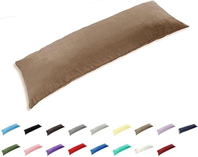 TAOSON 100% Cotton 300 Thread Count Body Pillow Cover Pillowcase Pillow Protector Cushion Cover with Zippers Only Cover No Insert (Khaki,21"x54")