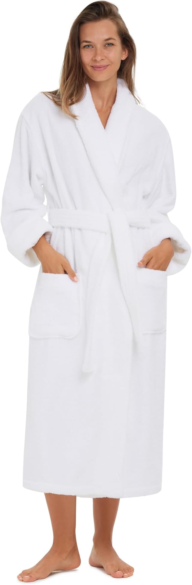 MONARCH Terry Shawl Collar Unisex Bathrobe – Thick Terrycloth Fabric, Generously Sized Hotel & Spa Robe with Pockets