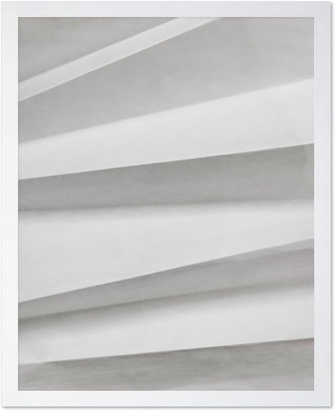 Monem Art Minimalist Paper Fold Abstract Print - Scandinavian Monochrome Texture Poster - Wall Decor for Living Room, Bedroom or Office - 8x10 White Framed Wall Art by Mareike Bohmer