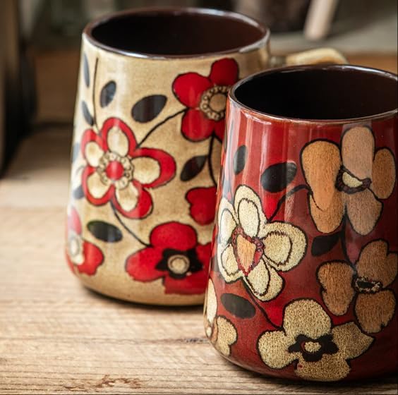 24 OZ, Large Ceramics Coffee Mugs with Handle, Extra Large Tea and Coffee Cup for Office and Home，Microwave and Dishwasher Safe,For Gift and Present(Red)
