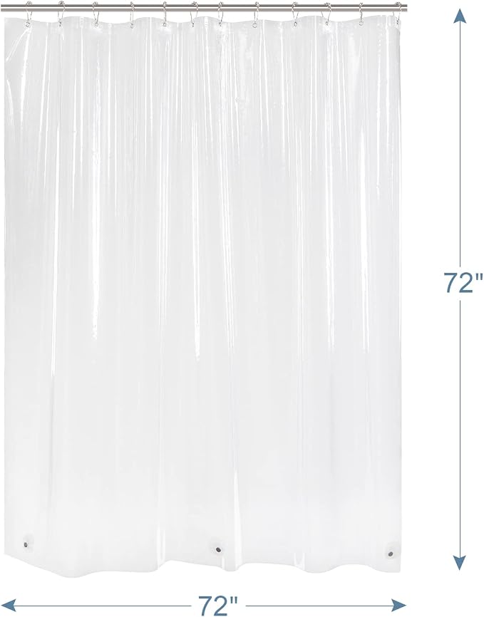 AmazerBath Clear Shower Curtain Liner, Plastic Shower Curtain Liner, Lightweight Shower Liner PEVA, Waterproof Bathroom Shower Curtains with 3 Magnets and 12 Rustproof Grommets, 72x72 Inches