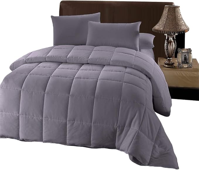 Royal Hotel Bedding Plush Down Alternative Comforter Duvet Insert with Corner Tabs - All-Season Hypoallergenic Comforter Reversible - 100% Plush Down Alternative Fill - Oversized King, Gray
