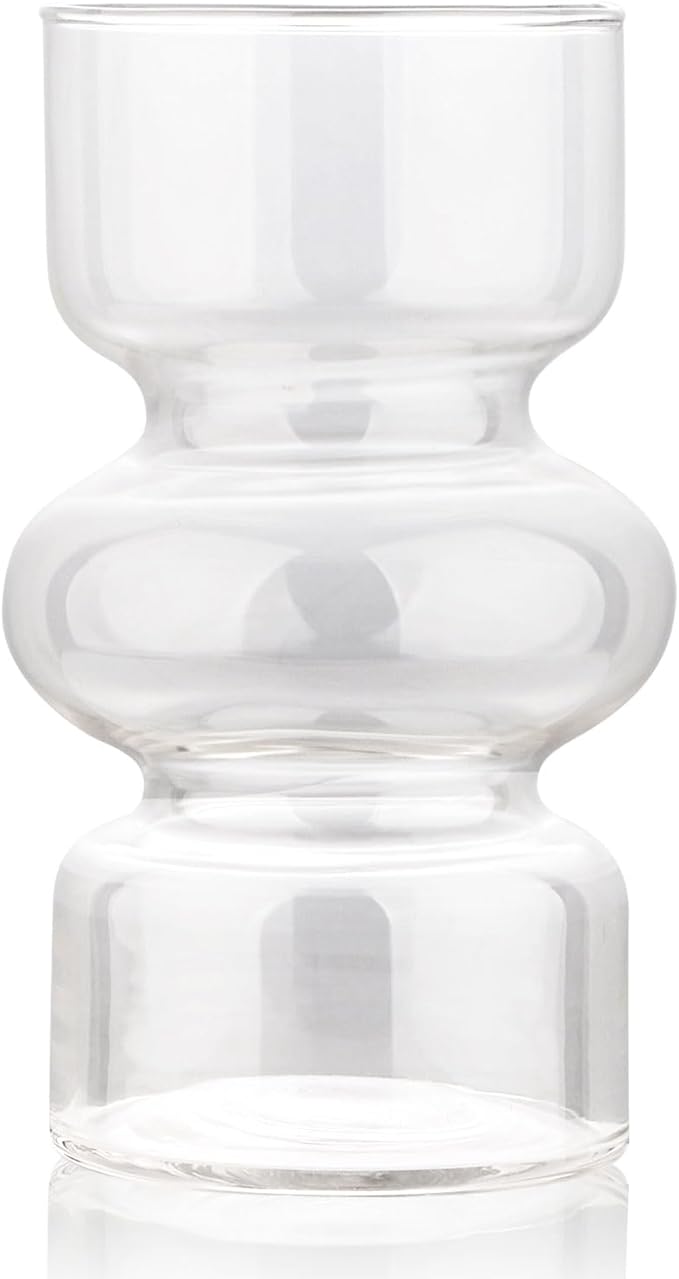 VanEnjoy Clear Glass Hydroponic Vase, Colored Glass vase Flower, Three-Layer 7 inch Cylinder vase for Home Décor, Modern Glass Vase for Home, Office, Wedding