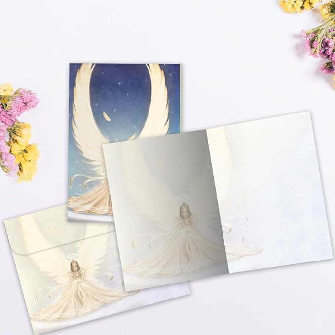 Tree-Free Greetings - All Occasion Cards - Artful Designs - 8 Assorted Cards + Matching Envelopes - Made in USA - 100% Recycled Paper - 5 x 7 - Angel (GA31441)