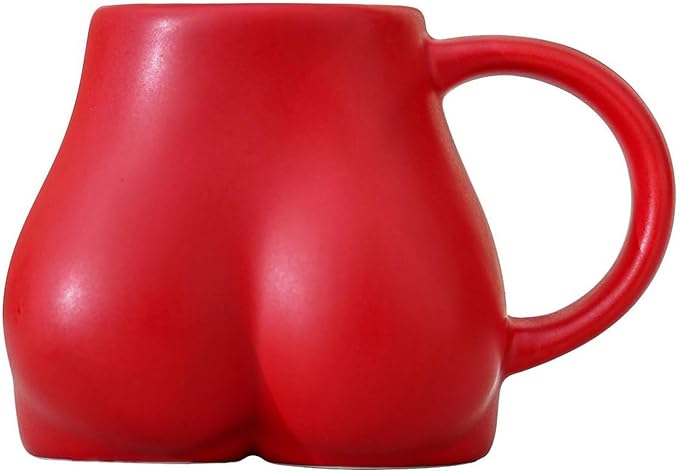 Creative and personalized handmade coffee cup, hip structure, natural, ceramic, mug water cup (Red)