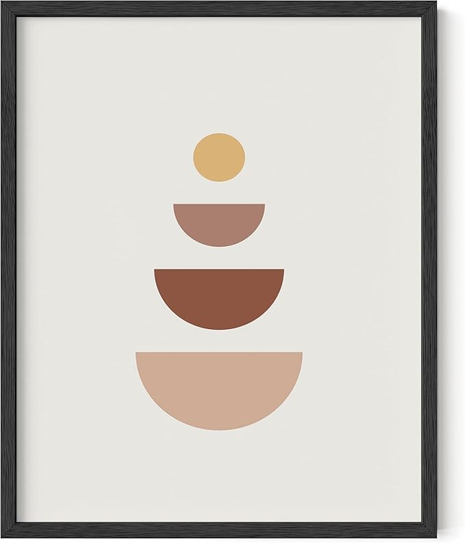 Y2K BOO Minimalist Geometric UNFRAMED Wall Art Stacked Semi-Circle Shapes Earth Tones Terracotta Brown Mid Century Modern 8x10 Inch Heavyweight Paper Studio Decor