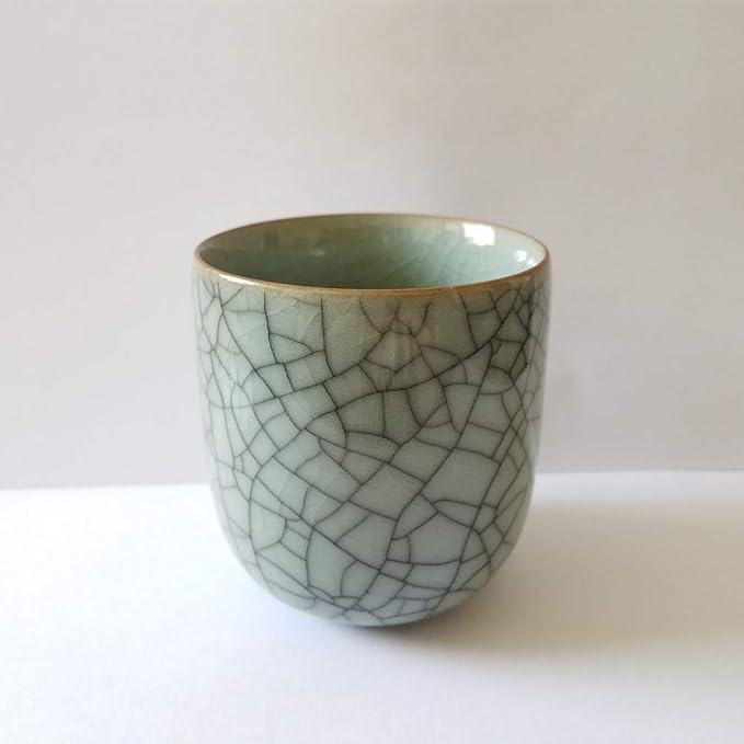 TeaCups 5oz Japanese Style Coffee Cup Porcelain Mugs Beer Handmade Celadon (1, Grey01)