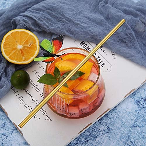 50-Pack Stainless Steel Straws,Super Long 10.5 Inch Drinking Metal Straws for 30oz/20oz Tumblers Yeti Cups Travel Mugs,Reusable Rustproof Dishwasher Safe (All straight 50pcs -10.5" Gold)