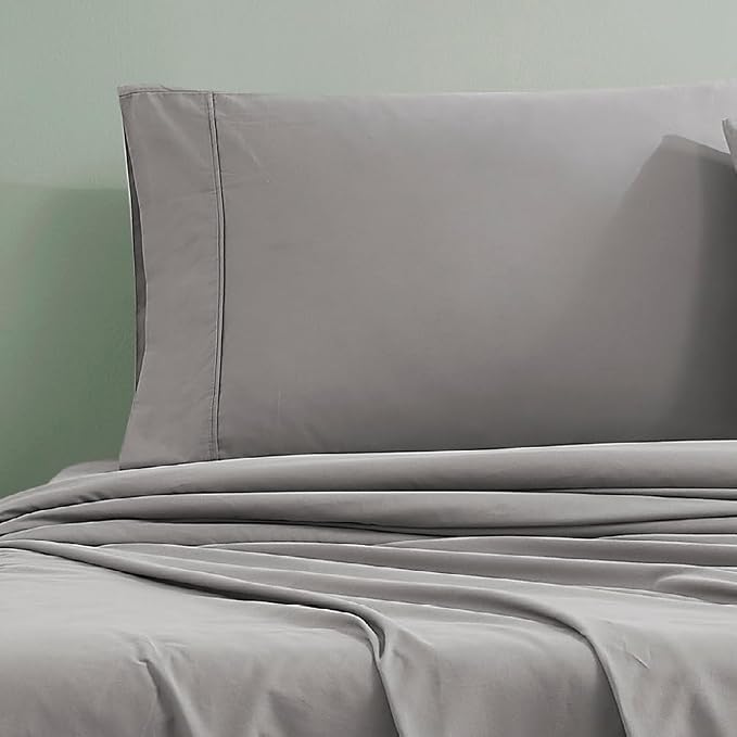 Linen Closet 100% Organic Cotton Pillow Cases standard Size Set of 2, Dark Gray, 300 Thread Count Pillow Covers, Percale, Cooling, Crisp, Breathable Pillowcases for Home, Hotel Pillows, 30"x20”