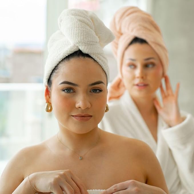 VOLO Hero Hair Towel + Facial Spa Headband for Women | Wrap Towel + Headband for Washing Face & Makeup | Ultra-Soft, Fast Drying, Anti-Frizz Nanoweave Fabric | Reusable Package (Salt White)