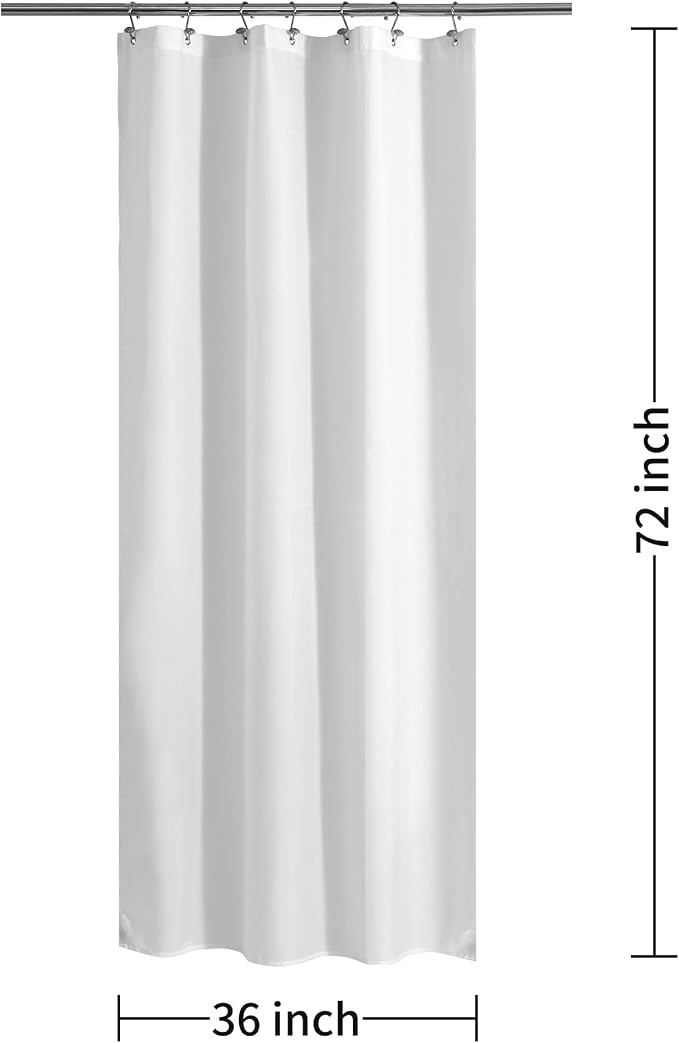 ALYVIA SPRING Stall Fabric Shower Curtain Liner Waterproof - 36" x 72", Soft & Lightweight Small Shower Curtain with Magnets for Narrow Stall Size, Machine Washable - 36x72, White