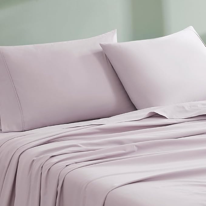 Linen Closet 100% Organic Cotton Pillow Cases standard Size Set of 2, Lavender, 300 Thread Count Pillow Covers, Percale, Cooling, Crisp, Breathable Pillowcases for Home, Hotel Pillows, 30"x20”