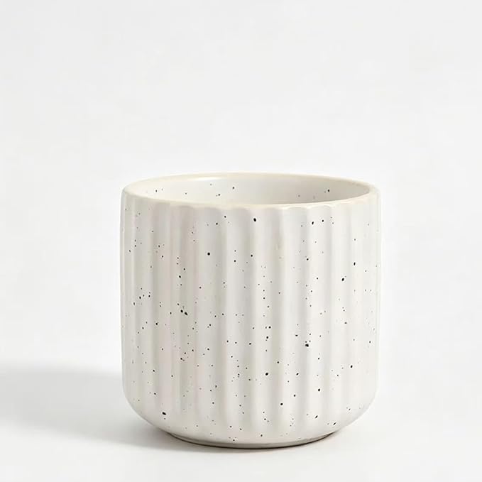 Vintage Ceramic Mug, Japanese Tea Cup 6oz Striped Cup No Handle Drinking Cup for Espresso, Cortado, Matcha, Green Tea, Microwave and Dishwasher Safe, Minimalist coffee Cup-Nordic White