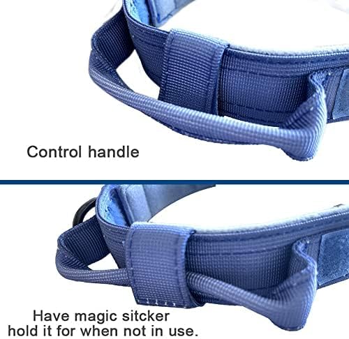 Tactical Dog Collar and Leash Set Adjustable Military Nylon Dog Collar with Control Handle and Heavy Duty Metal Buckle for Large Dogs（Dark Blue XXL