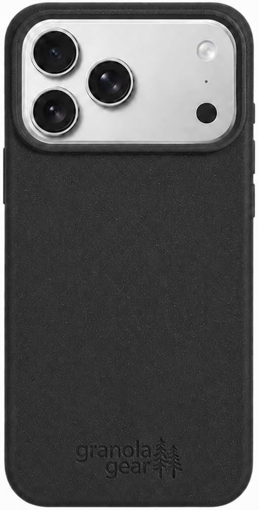 Eco by GranolaGear - Eco-Friendly Phone Case for iPhone 17 Pro Max - Biodegradable, Compostable, Plastic-Free, Made from Plants - Black Stone