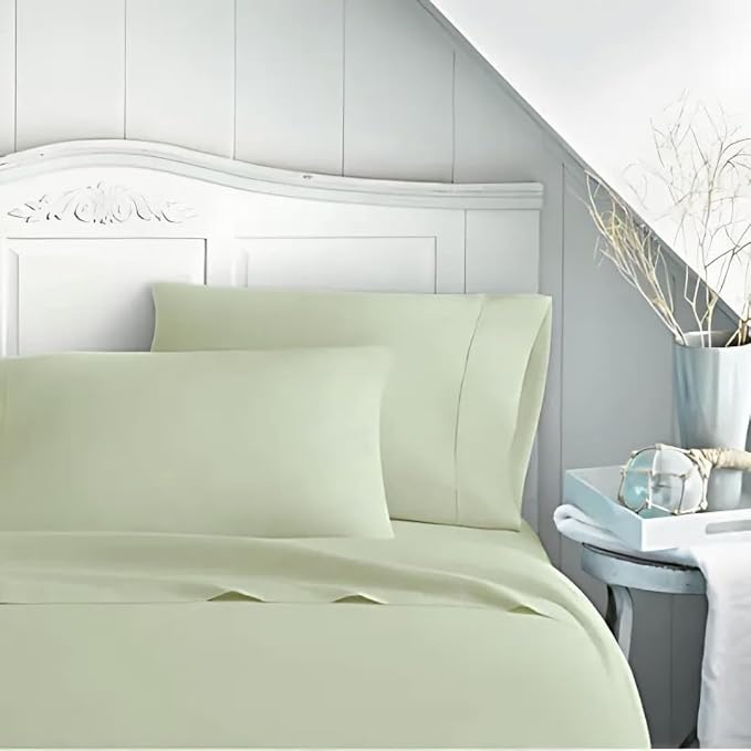 ORGANIC TEXTILES Premium Quality Bed Sheets - Organic Cotton 550 Thread Count - GOTS Certified - Cal King, (4 Pc. Set) - Sage Green