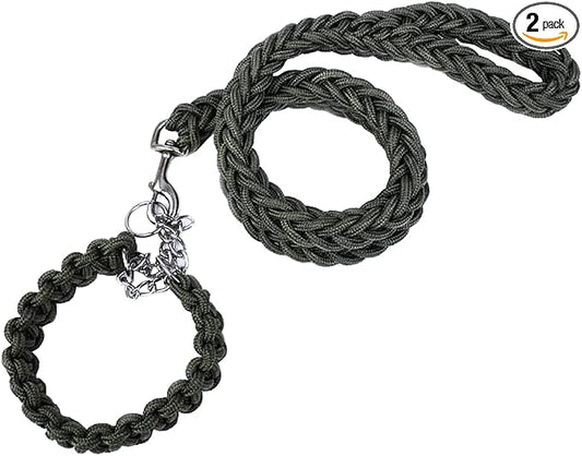 Love Dream Dog Collar and Leash Set, Heavy Duty Nylon Braided Rope Strong 4 FT Dog Leash and Martingale Training Collar for Small Medium Large Dogs Training and Walking (Green)
