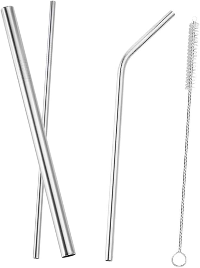 Zerodeko Reusable Stainless Steel Straws Set with Straw Cleaner Brush 24pcs for Tumblers Coffee Tea Party Drinks Sturdy Eco-friendly