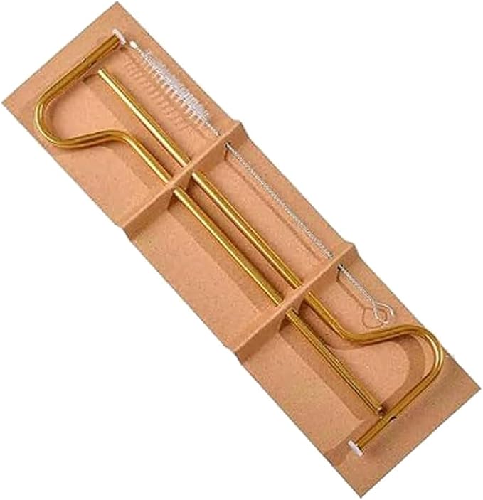 Straw,Reusable Stainless Steel Drinking Straw,Easy to Clean,Free Cleaning Brush Included(2PCS,Gold)