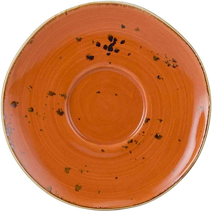 Tuxton Artisan Geode Geode Coral Reactive Natural 6-3/8-Inch Saucer, Case of 24, Orange; Scratch Resistant; Chip Resistant; Lead & Cadmium Free; Dishwasher, Microwave, Oven Safe