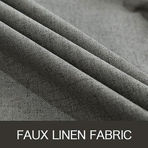 MIULEE Linen Texture Curtains for Bedroom Solid 100% Blackout Thermal Insulated Dark Grey Curtains Grommet Room Darkening Curtains/Draperies Luxury Decor for Living Room 52x72 Inch (2 Panels)