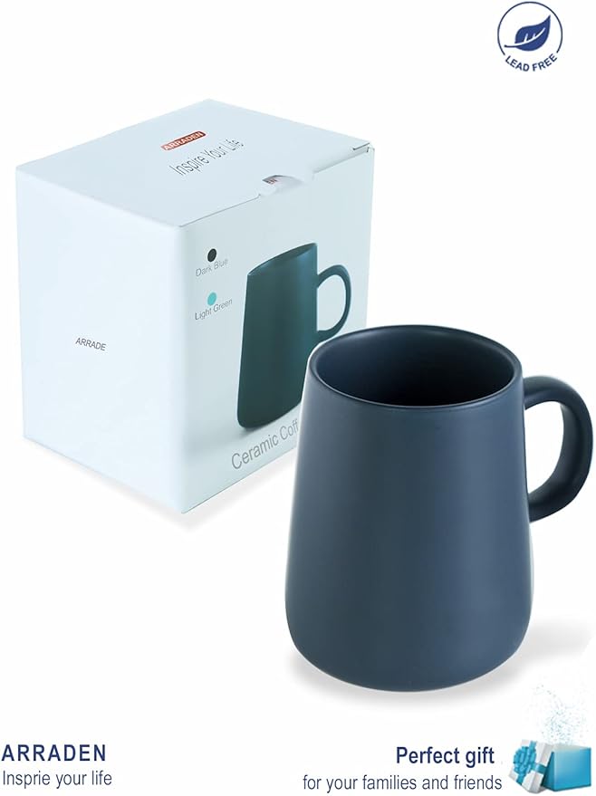 Coffee Mug, Matte Ceramic Coffee Cup, Both Hot & Cold Beverage Tea Cup for Office & Home, Suitable for Dishwasher & Microwave & Oven, 16.5 oz (Royal Blue)