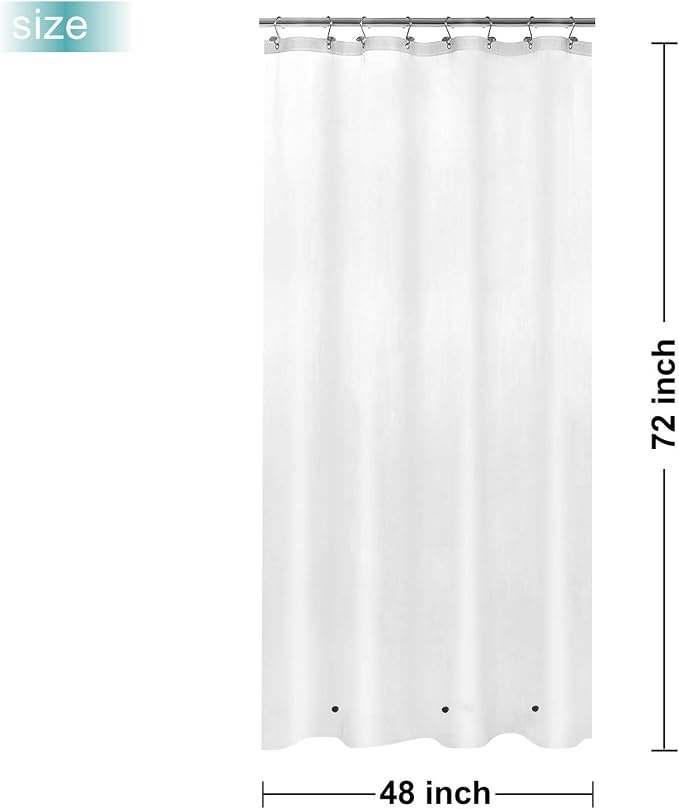 Mrs Awesome Stall Shower Curtain Liner with 3 Magnets 48 x 72 inch, PEVA 8G Thick & Heavy Duty Plastic Shower Curtain for Bathroom, Waterproof, 48x72, Frost