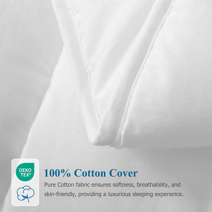 Dafinner 100% Cotton Cover Comforter King Size, Ultra-Soft Down Alternative Duvet Insert with Lyocell & Climaloft™ Blend Fill, Breathable Microfiber Comforter for All-Season (106x90”, White)