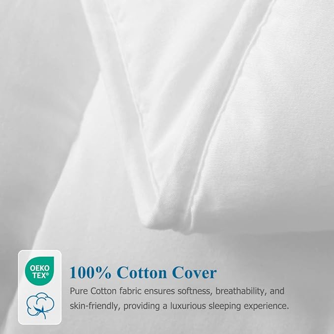 Dafinner 100% Cotton Cover Comforter Twin Size, Lightweight Down Alternative Duvet Insert with Lyocell & Climaloft™ Blend Fill, Breathable Microfiber Comforter for Hot Sleeper (68x90”, White)