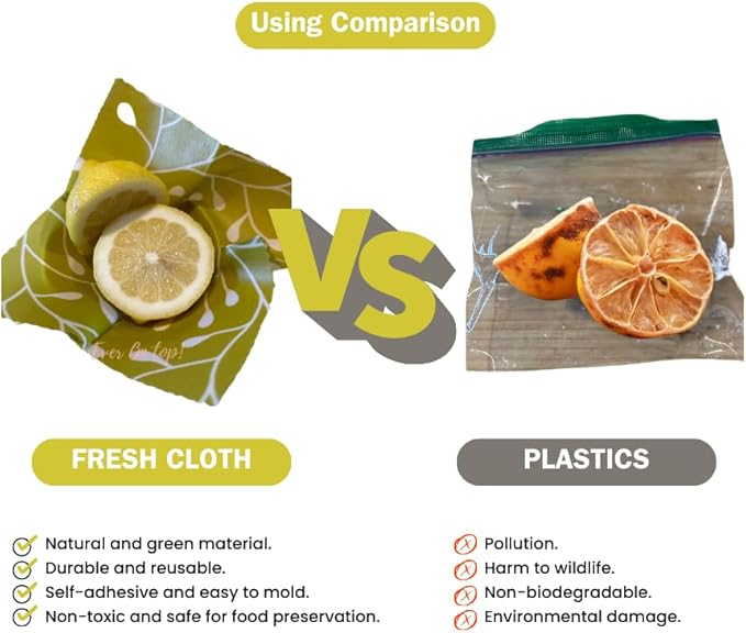 9 Pack Reusable Beeswax Wraps For Food - Zero Waste, Organic Bee wrap for food leftovers, Fruit, Bees wax paper food wrap