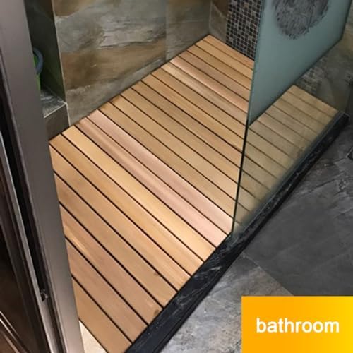 Non-Slip Wood Bath Mat,Bamboo Bath Mat for Shower Room and Bathroom Non Slip Waterproof Solid Wood Duck Board Multipurpose Wooden Mat for Bathtub Customizable Size (75x120cm/30x47in)