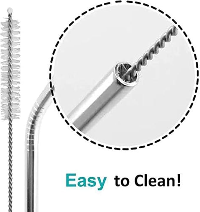 Reusable Stainless Steel Straw Set with Silicone Tips and Travel Case Compatible with Hot Cold Drinks Smoothies Cocktails and Daily Use