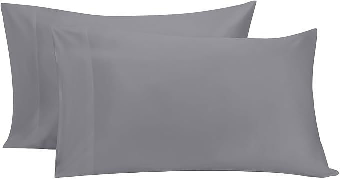 Bioweaves 100% Organic Cotton King Pillow Cases 300 Thread Count Soft Sateen Weave GOTS Certified – King Size, Set of 2, Stone