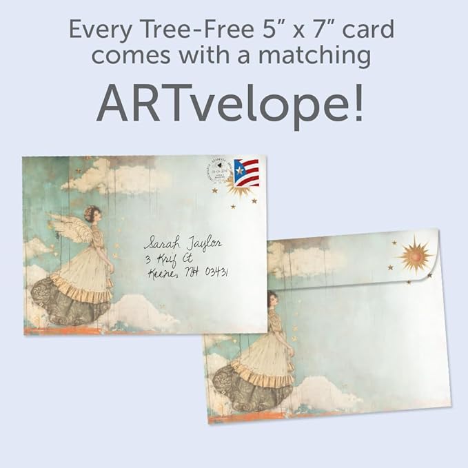 Tree-Free Greetings - Support & Encouragement Card - Artful Designs - 1 Greeting Card + Matching Envelope - Made in USA - 100% Recycled Paper - 5" x 7" - Angels and Blessings (GO69871)