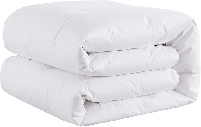 Feather and Loom Button Stitch Down Alternative All Seasons Comforter - Soft and Easy Care Microfiber Cover, Hypoallergenic High Loft Fiber Fill, Machine Washable Color: White Size: Full/Queen