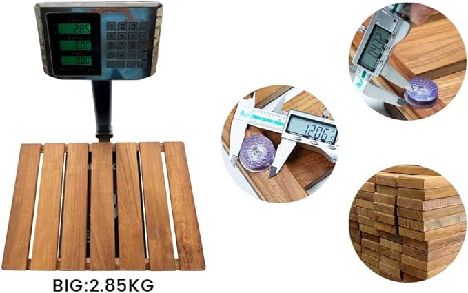 Natural Teak Wood Shower Bath Mat,23.43 * 16.73 Inches,Non-Slip Rubber Feet, Premium Wooden Floor Mats for Spa, Sauna, Pool and Hot Tub, Flooring Decor and Protector, Indoor and Outdoor Use