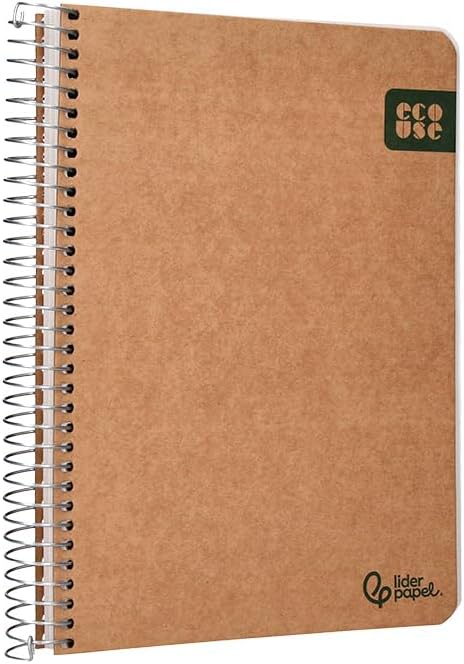 Liderpapel Spiral Notebook A5 Cardboard Cover Kraft Backed 120H Paper 100% Recycled 80 g Smooth