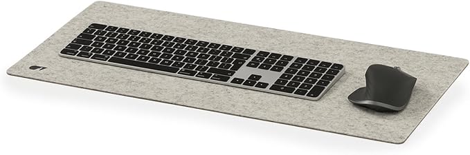 Oakywood Craft 100% Merino Wool Felt & Cork Desk mat – Sustainable, Handmade Wool Felt Desk pad with Cork Base for Comfort and Stability – 100% Merino Wool & Cork – Stone Grey 62x30cm (24.41x11,8 in)