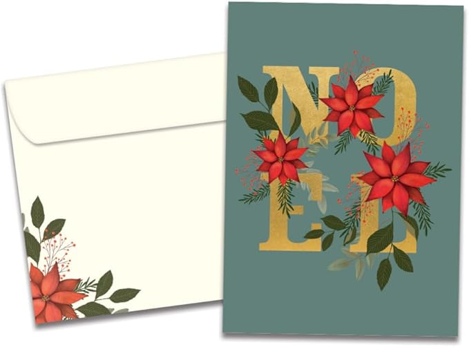 Tree-Free Greetings - Season's Greeting Card - Artful Designs - 1 Card + Matching Envelopes - Made in USA - 100% Recycled Paper - 5 x 7 - Peace of Noel (VO80674)