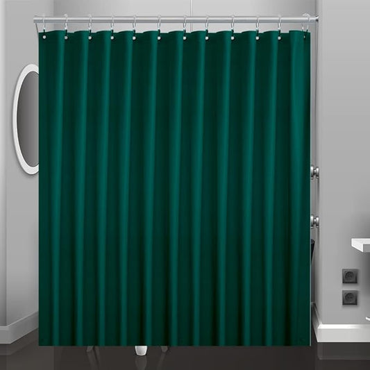 Dark Green Plastic Shower Curtain Or Liner, 72x72 Inch Lightweight Plastic Bathroom Shower Showroom Inner Curtain with Rustproof Metal Grommet Holes and Weighted Magnets